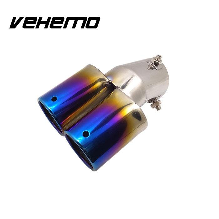 Car Vhielce Twins Curved Exhaust Rear Tail Tip Pipe Muffler Silencer Universal