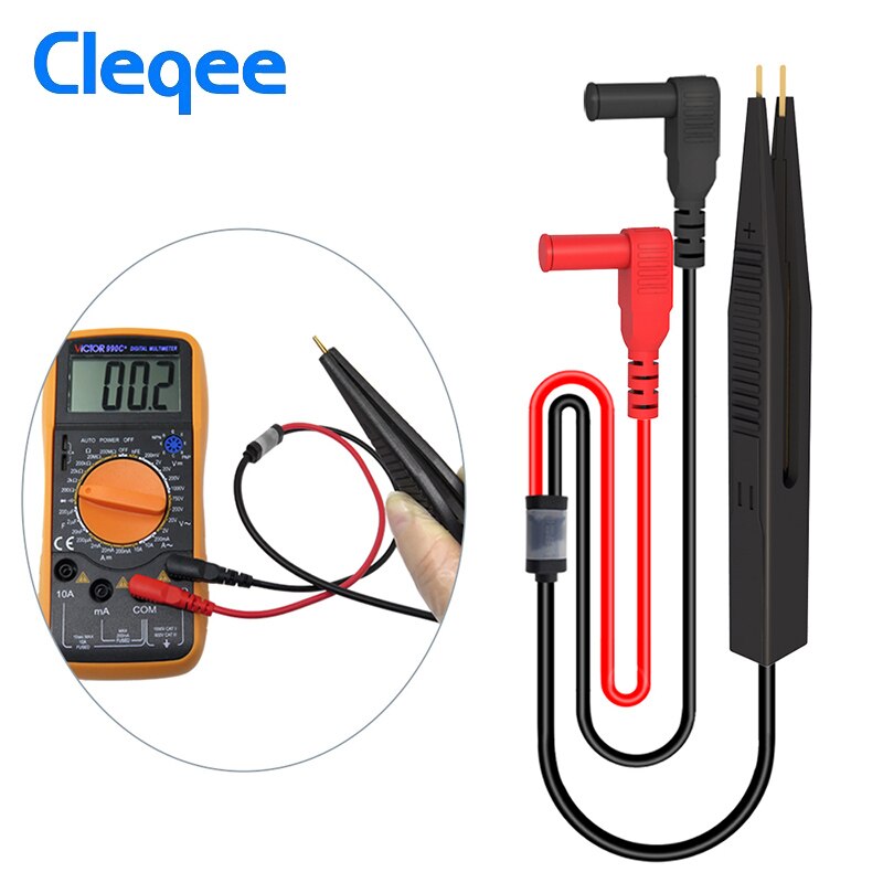 Cleqee P1503E Multimeter Probes Test Leads Kit with Tweezers To Banana Plug Cable Replaceable Needles Digital Multimeter Feeler