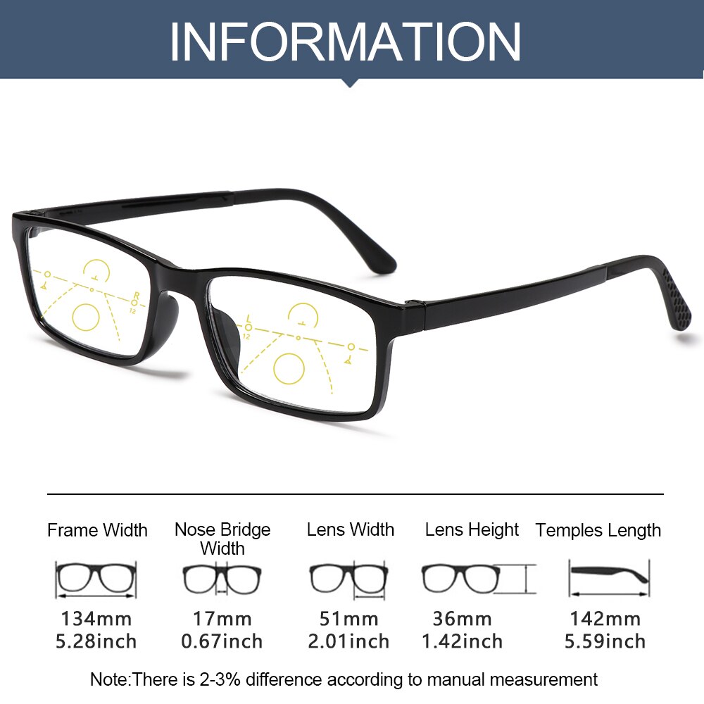 Progressieve leesbril multifocale bifocale heren dames anti-blauw rey vergrotende presbyope bril zwart gafas