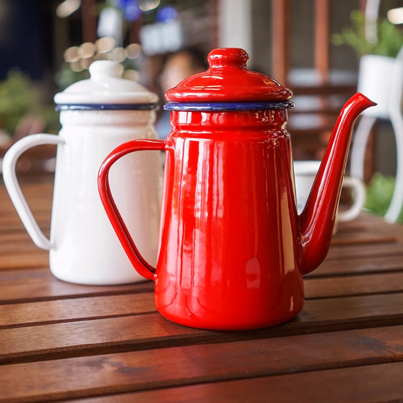 1.1L Emaille Koffiepot Hand Waterkoker Inductie Fornuis Gasfornuis Universal White