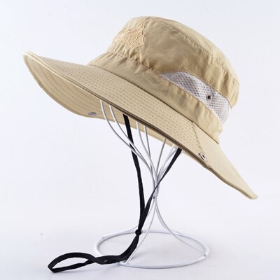Anti-uv sol hatte til kvinder udendørs sport hat bred skygge fiskeri cap sommer vandring camping ben gorros unisex spand hætter mænd: Beige