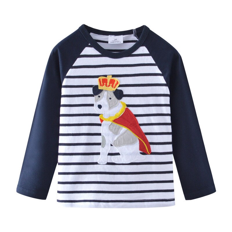 Springen Meter Baby Applique T Shirts Katoen Lange Mouw Jongens Meisjes Kleding Leuke Pinguïn Kids T Shirts Herfst Lente Kleding: T5421 dog / 5T