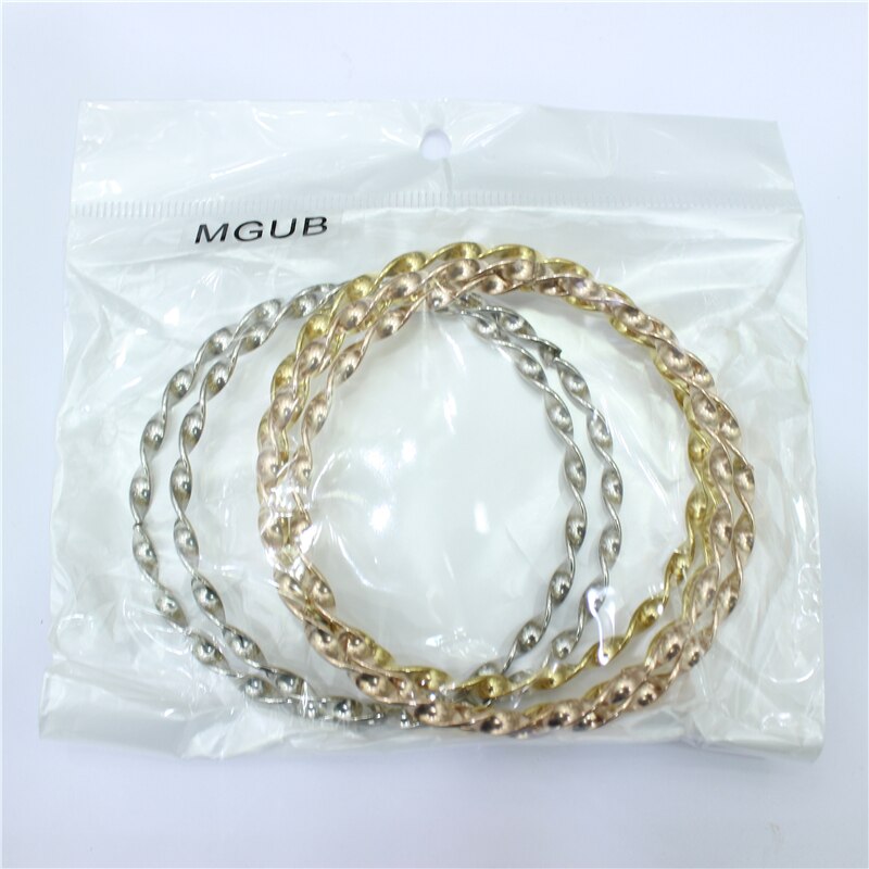 7 teile/satz Klassische dreifarbig einfache armbänder &Ampere; Armreifen edelstahl schmuck für frauen LH58