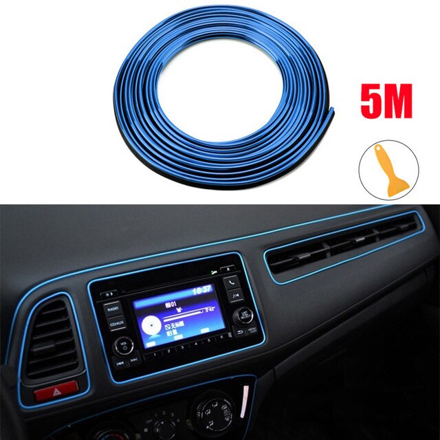 Super Flexibele 5M Auto Interieur Moulding Trim Strip Deur Kloof Edge Moulding Trim Universele Decoratieve Lijn Auto Accessorie Csv: Blauw