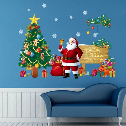 Flat wall stickers Santa Claus Christmas Wall Stickers Wall Decal Removable Art Window Wall Decor