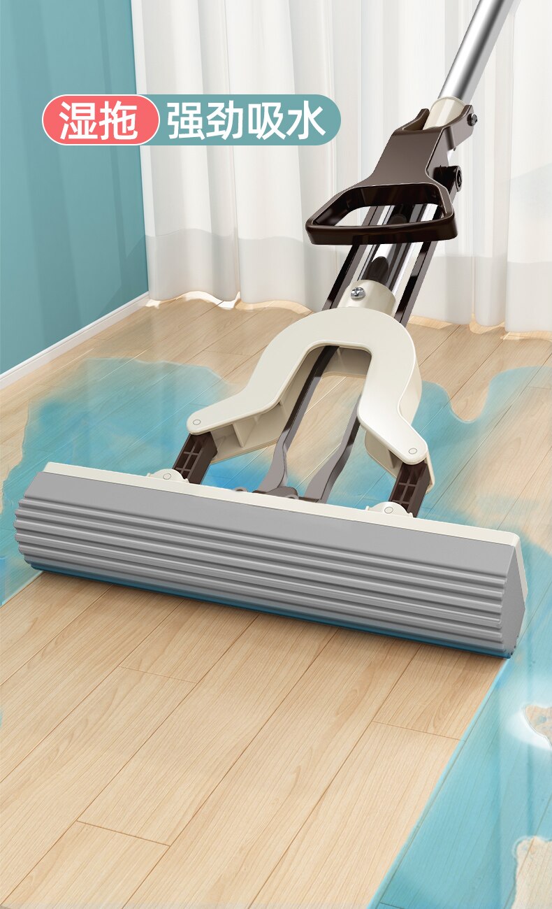 Pva Spons Mop Vouwen Type Huishouden Vloer Schoonmaken Tool Lijm Katoen Mop Telescopische Rvs Staaf Handsfree Wassen mop