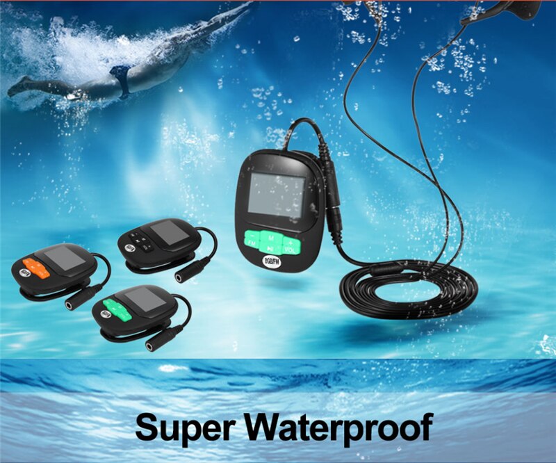 4G 8 GB IPX8 Duiken Zwemmen MP3 Waterdicht Speler Oortelefoon Onderwater Surf Sport Swim Mini Headset FM Radio Screen MP3