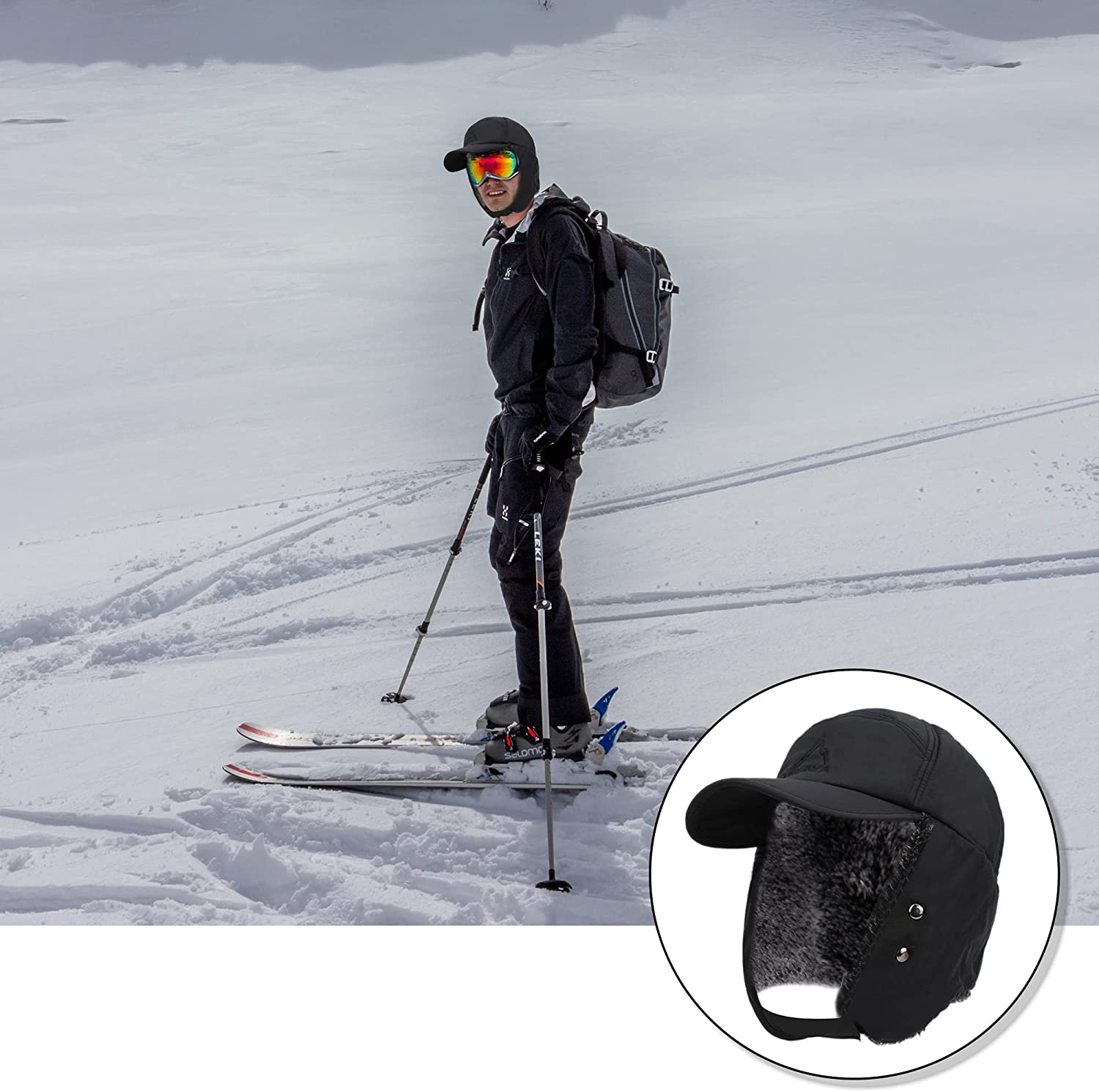 Winter Coldproof Thermal Bomber Hats Warm Faux Fur Oudoor Hat Men Women Ear Flap Cap Trooper Trapper Ski Hat Thermal Soft Caps