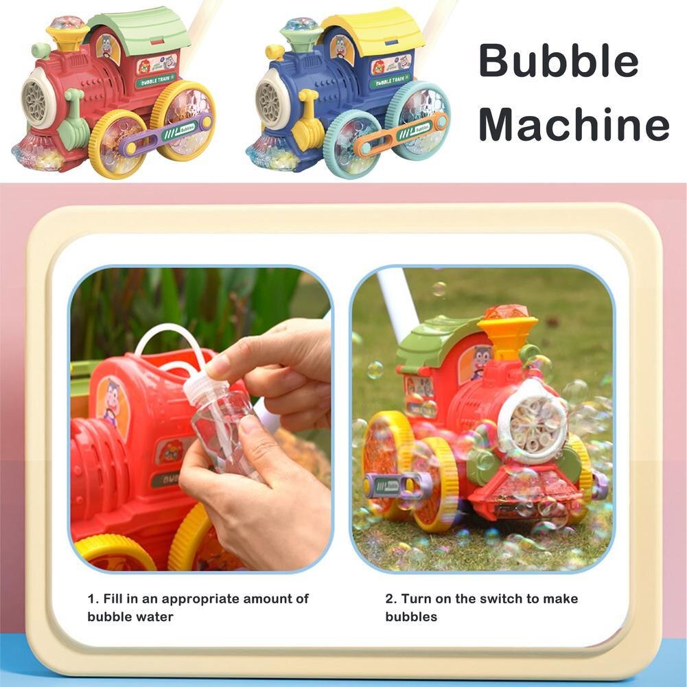 1 pz treno a spinta a mano macchina automatica a bolle a 8 fori macchina automatica per bolle che carica la macchina per soffiare bolle elettriche