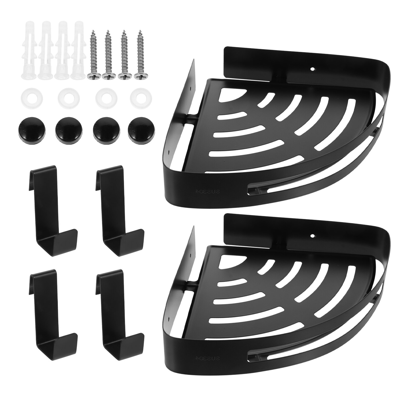 2pcs Stainless Steel Shower Corner Shelves Bathroom Wall Caddy Storage Rack