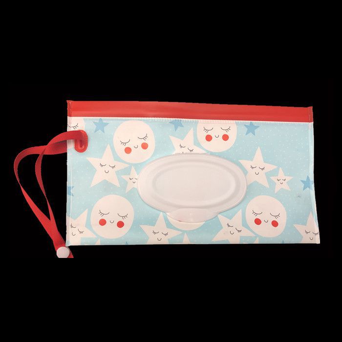 Bolso de mano para limpieza de maletas, toallitas ecológicas, bolsa de cosméticos con tapa, caja de toallitas portátil con correa a presión