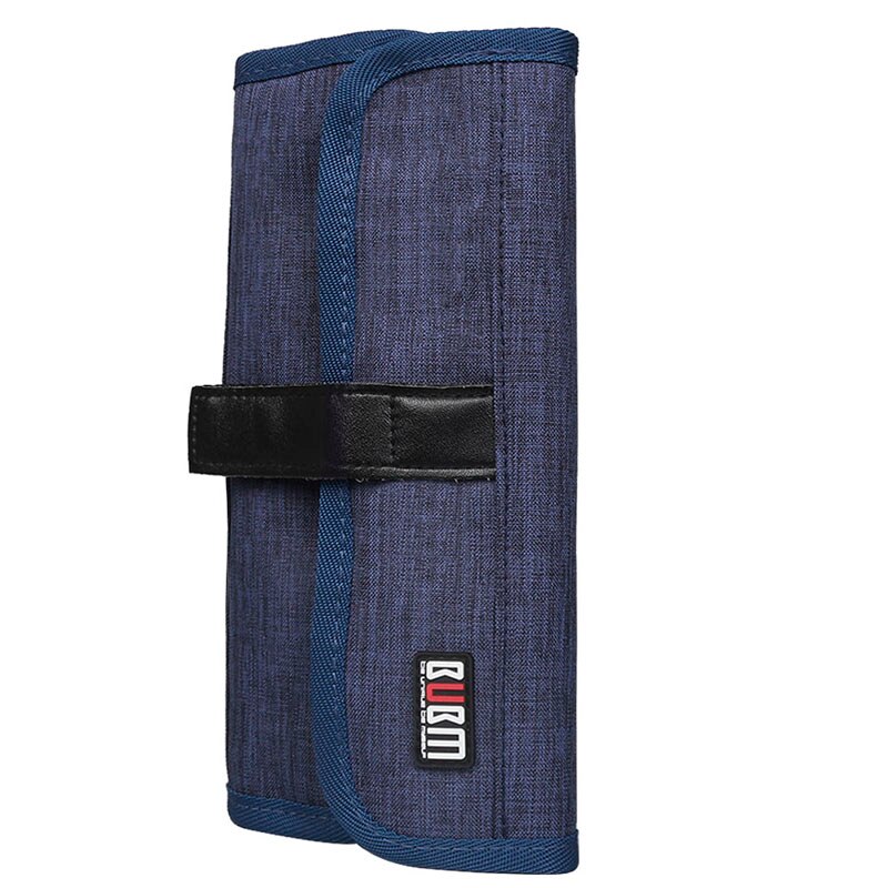 Bubm lichtgewicht reiskabel organizer, oprolbare elektronica accessoires opbergtas voor oplader, usb-kabels, oortelefoon harde schijf: Opbergzak blauw