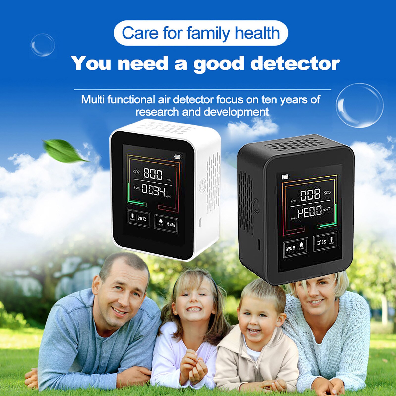 M10 Air Monitor for PM2.5 AQI Electrochemical Sensor Detect Air Monitor Home Gas Thermometer Test