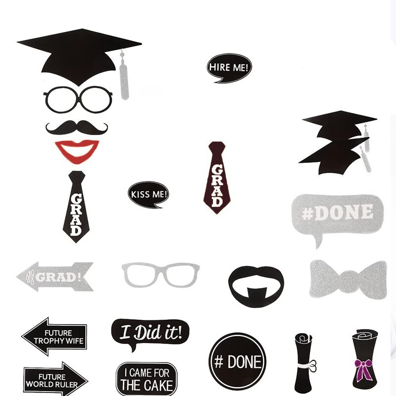 25pcs Graduation Season Congratulations Graduation Photo Booth Props Bachelor cap graduation Party DIY Decorations Photo Props