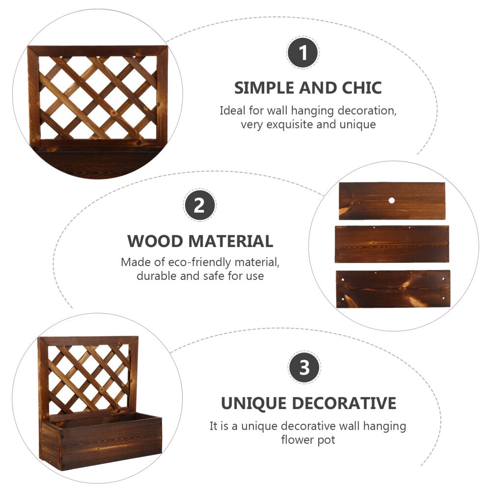1 Set Wall Hanging Planter Balcony Outdoor Living Room Indoor Wooden Planter Planting Pot