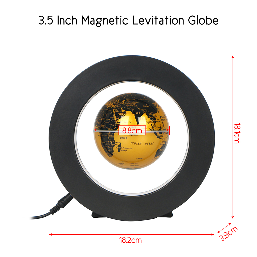 Globe World Map 3.5 Inch Magnetic Levitation Floating Tellurion Globe World Map Anti Gravity with LED Light Round Shape Base