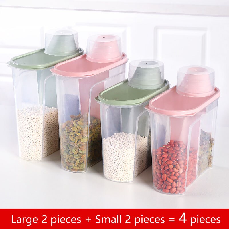 PP Food Storage Box Plastic Clear Container Set with Pour Lids Kitchen Storage Bottles Jars 67Oz~88Oz H1211: L2-S2