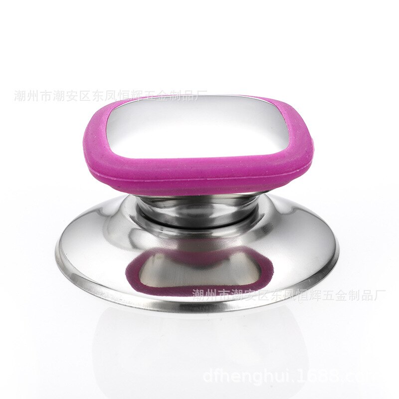 Universal grydelåg i rustfrit stål tophåndtag anti skoldning gryde kedel låg håndtag hætte låg løftemoment køkkenredskaber: Lilla