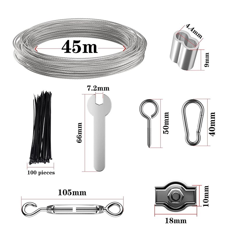 45M Pvc Gecoate Draad Trellis Kit/Hek Draad Spanner/Bovenleiding Wire Kit/Plant Training Wire Kits/Draad Trellis Kit