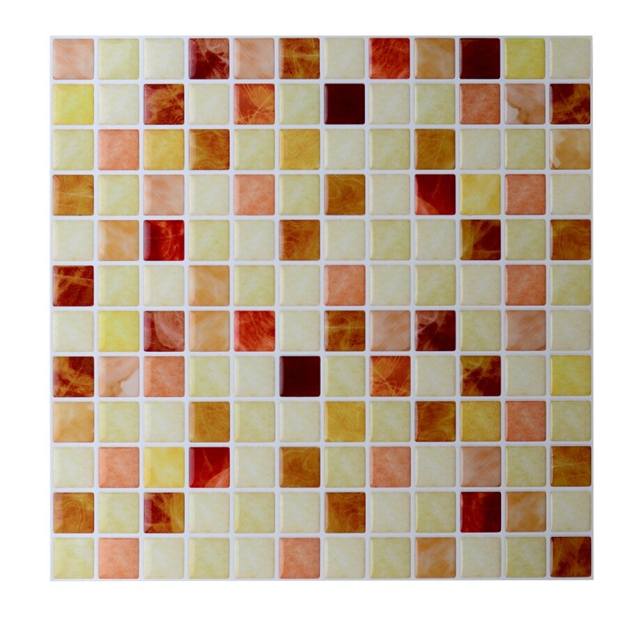 Vividtiles papier peint vinyle imperméable | Effet 3D écorce et bâton, carrelage mural mosaïque rouge coloré-1 feuille