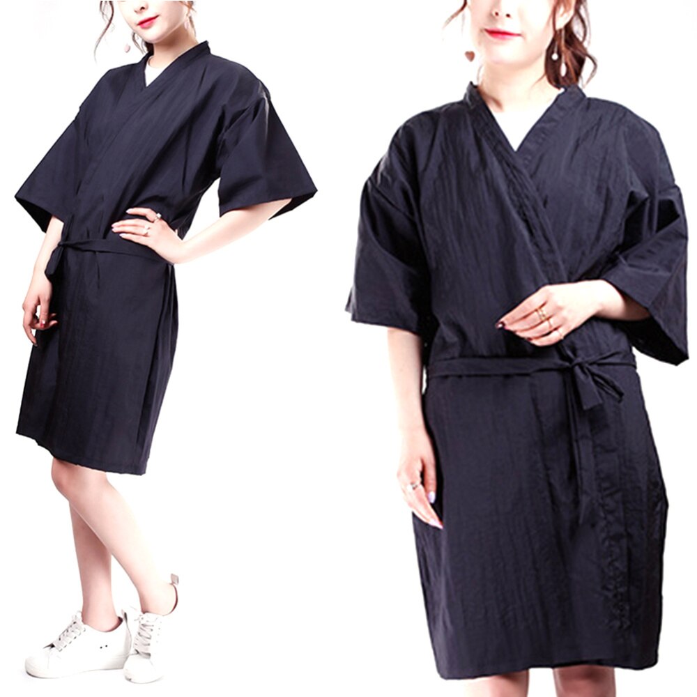 Salon Client Gown Robes Cape Hair Salon Hair Cutting Smock for Clients Kimono Style (Black)