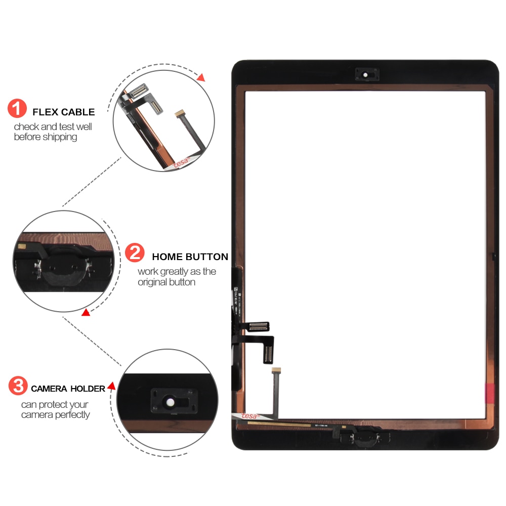 For iPad Air 1 Touch Screen For iPad Air 5 Digitizer iPad5 Air1 A1474 A1475 A1476 Digitizer Screen Glass Panel