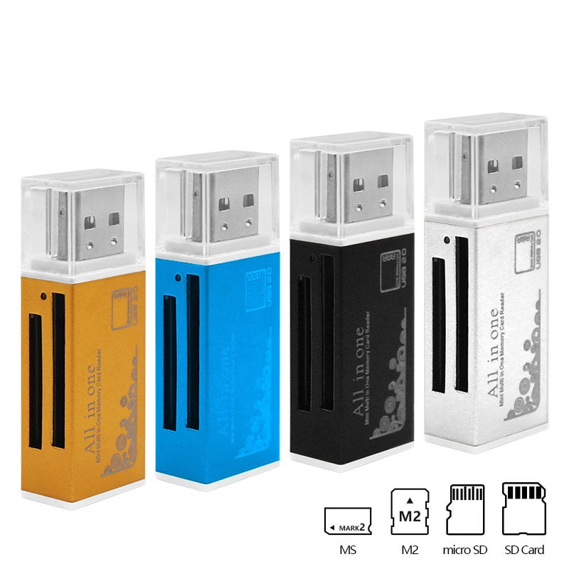 Usb 2.0 all  in 1 multi-geheugenkaartlezeradapter voor micro sd sdhc tf  m2 mmc 1 pc
