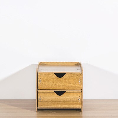 DIY Wooden Multi-layer Drawer Desk Set Wood Board Storage Box Desktop Finishing Tool Drawer Organizer Office Home Supplies: Brown-2 layer