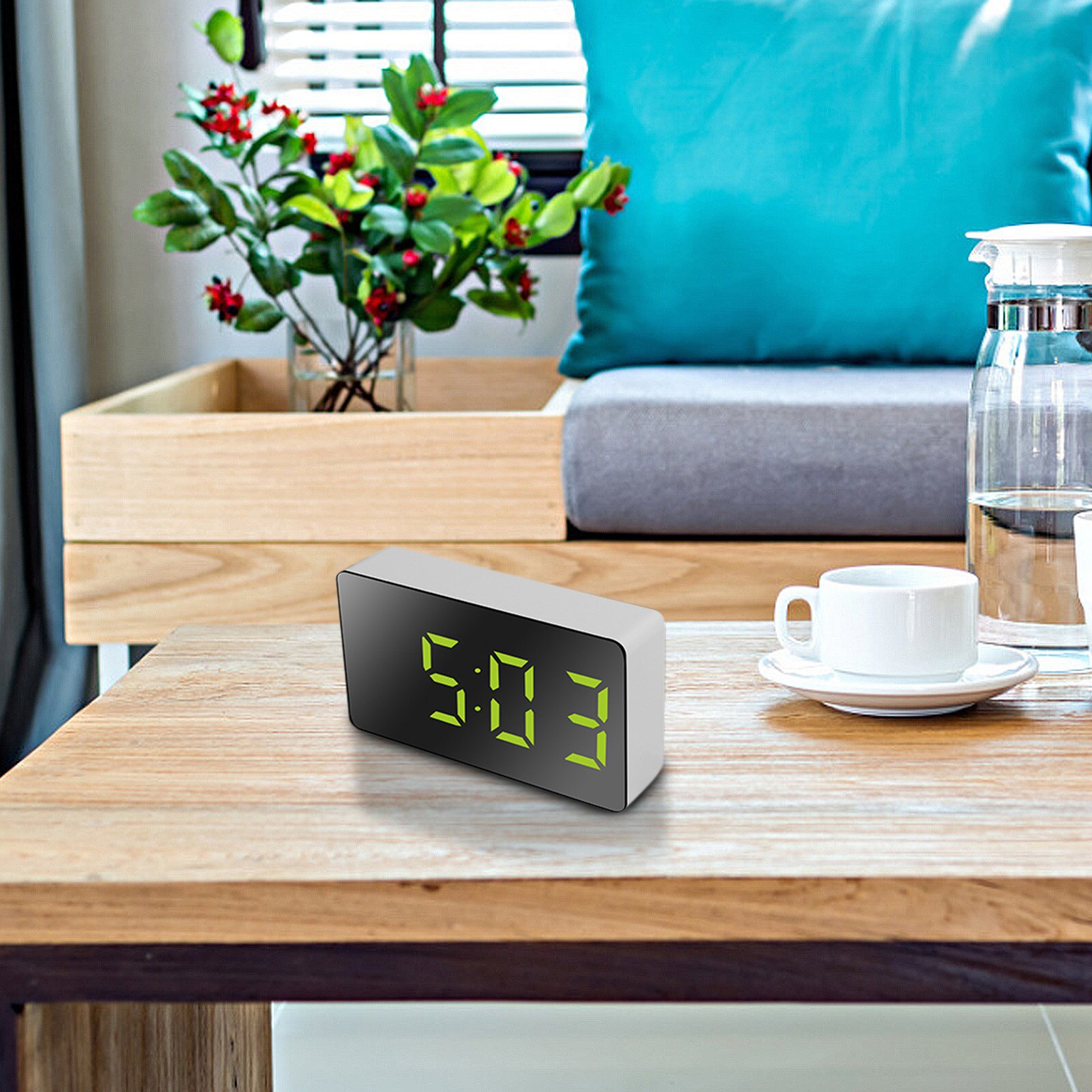Clock Alarm LED Mirror Clock Electronic Digital Travel Clock Alarm Clock Mirror Car Clock USB Powered Electronic Desktop Clocks