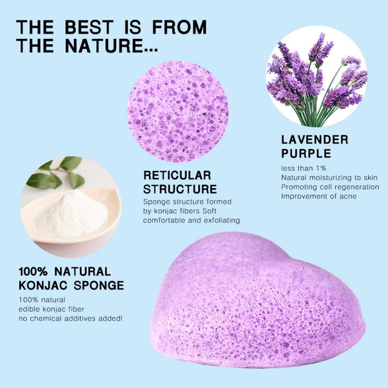 7 Colors Heart-shaped Cleansing Puff Sponge Exfoliating Cleansing Konjac Flutter Natural Soft Deep Cleansing Blackhead Face Wash