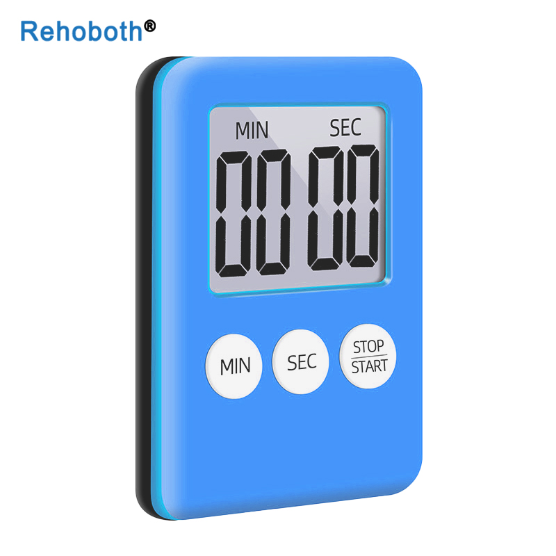 Super Thin LCD Digital Screen Kitchen Timer Square Cooking Count Up Countdown Alarm Sleep Stopwatch Temporizador Clock: Blue
