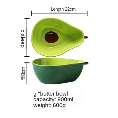 Ceramic Avocado Bowl Butter Fruit Plate Fruit Salad Soup Bowl Butter Fruit Dishes Home Dinnerware Set: 9inch bowl