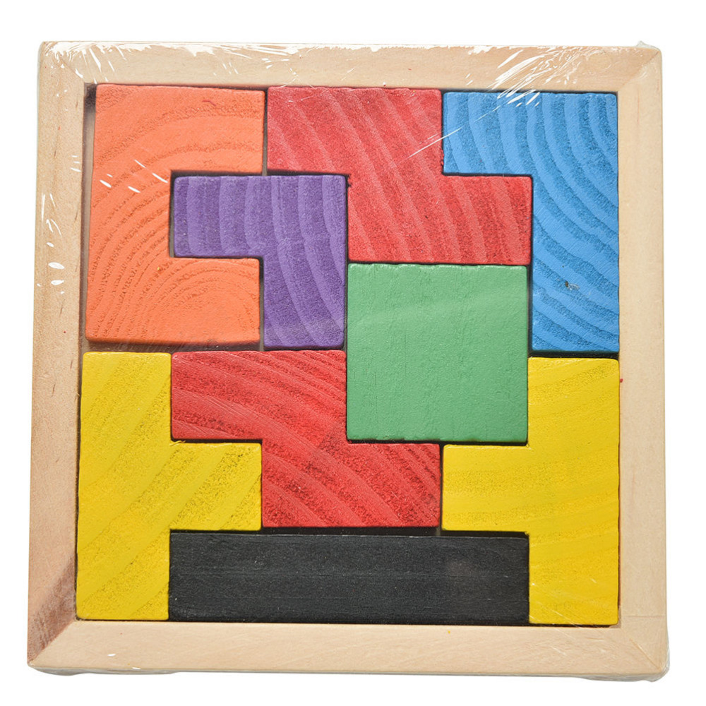 1 Pcs Grappige Houten Tangram Brain Teaser Puzzel Tetris Game Educatief Baby Kind Kid Speelgoed Voor Kinderen