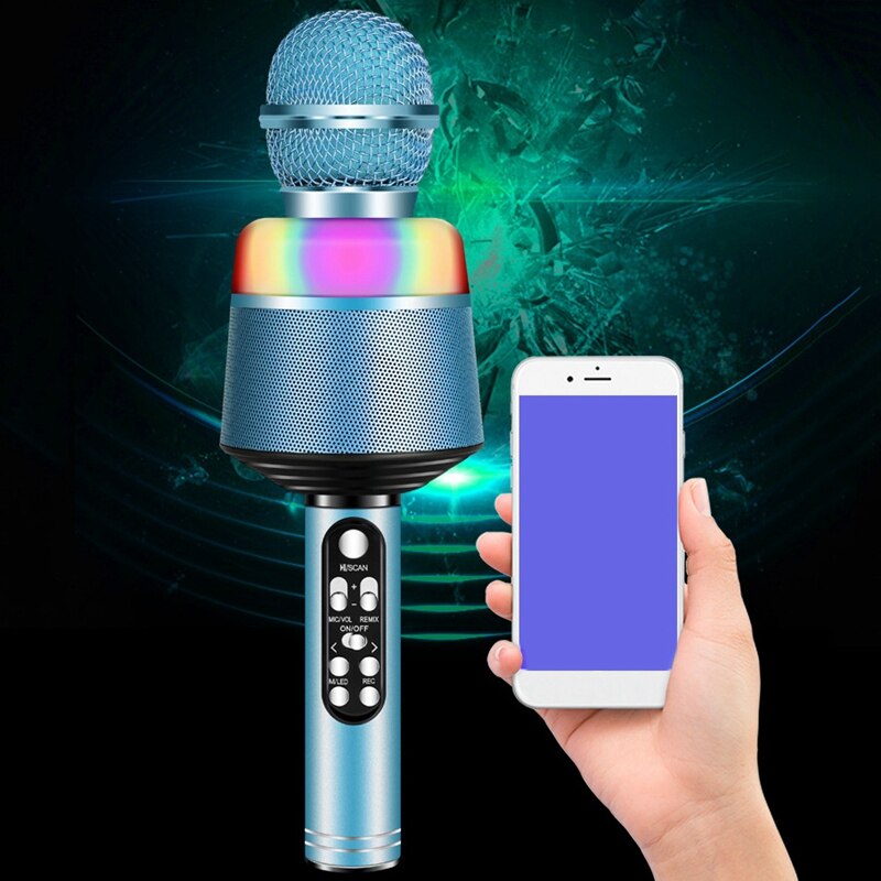 Bluetooth Microphone Mobile Phone K Songbao Wireless Microphone with Light Portable Handheld Microphone