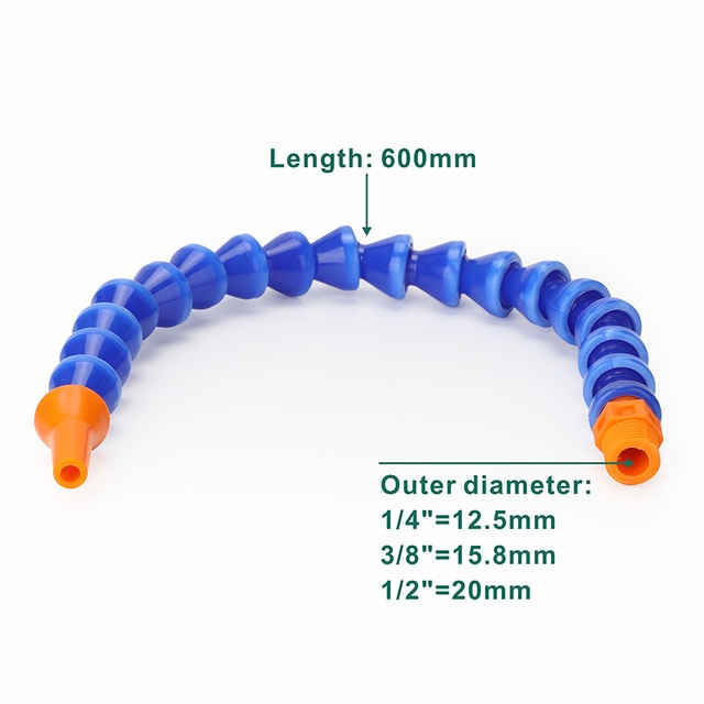 1/2 3/8 1/4 " 300mm 400mm flexibel plastslang för vatten och olja med runt platt munstycke: 2-600 / 1/2 "