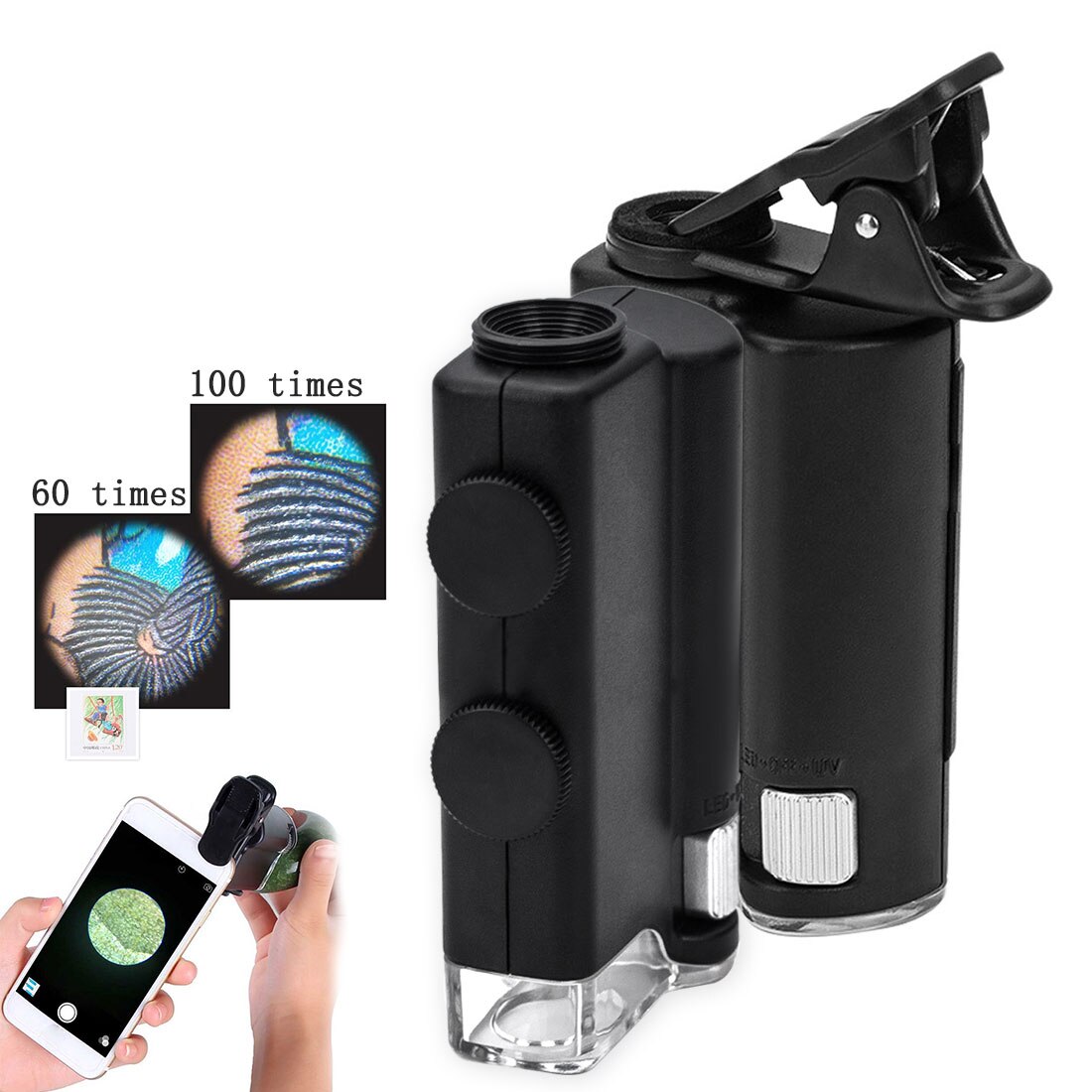 0-100X Portable Loupe Vergrootglas Gem Verstelbare Microscoop Multifunctionele Vergrootglas Tool Met Led En Uv Licht