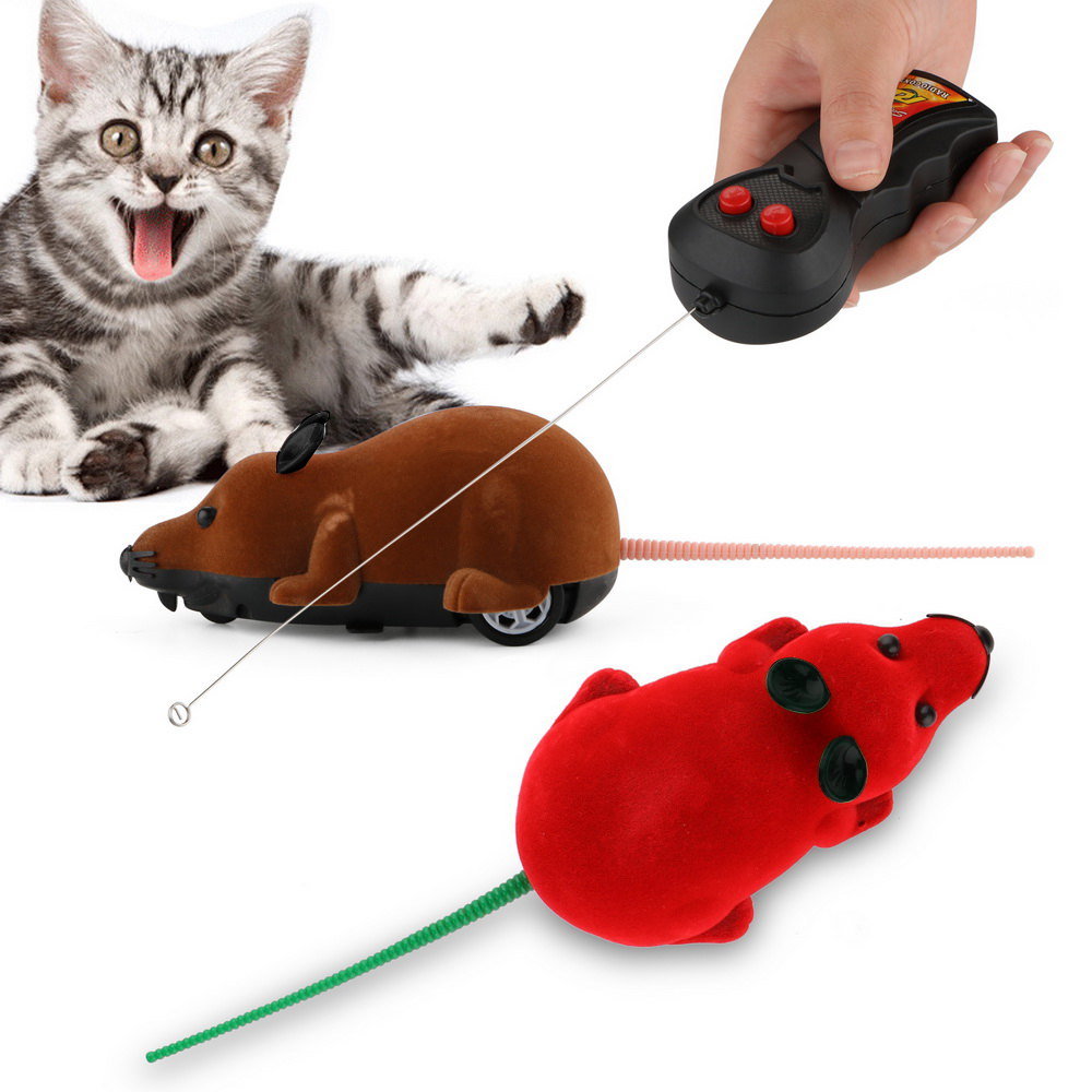 Ratón eléctrico simulado con Control remoto, inalámbrico, para gatos, suministro para mascotas, Juguetes Divertidos para jugar