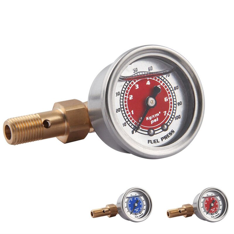Universal- Kraftstoff Druck Flüssigkeit Gefüllt Manometer Adapter Bausatz 0-100PSI Öl Drücken Sie Messgerät Tankanzeige FPT018