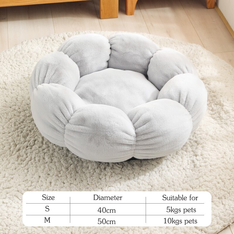 Flower Shaped Cat Bed Indoor Cozy Pet Beds Ultra Soft Plush Dog Basket Sunbed Warm Self-Warming House Sleeping Bag Cushion Mat: Gray / 40cm