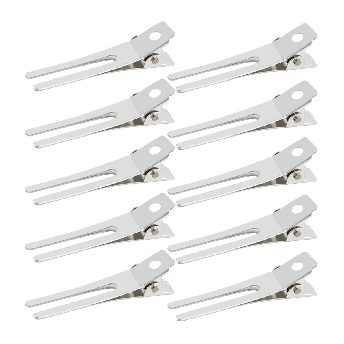 50pcs Hairdressing Double Prong Curl Clips 1.8&quot; Curl Setting Section Hair Clips Metal Alligator Clips Hairpins for Hair Bow: Silver