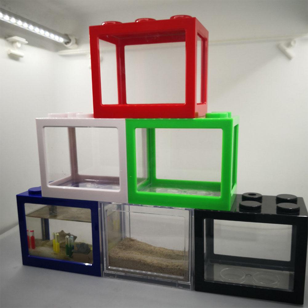 Mini Aquarium Fish Tank Fishbowl for Rumble Fish Marimo Spider Marimo Aquarium Accessories Small Reptile Pet Box 12*8*10.5cm