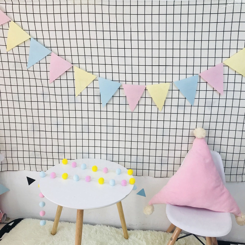 12 flaggor 2.5 meter födelsedagsbunting banderoller vimpel baby shower bröllopsgirland non-woven flaggor för fest heminredning rekvisita