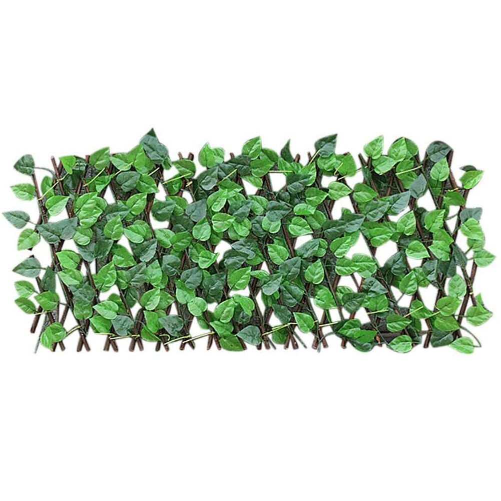 Valla de simulación rectangular, hoja verde Artificial para el hogar, jardín, decoración, telescópica de madera, marco de escalada, plantas, hogar, Ornam: Default Title
