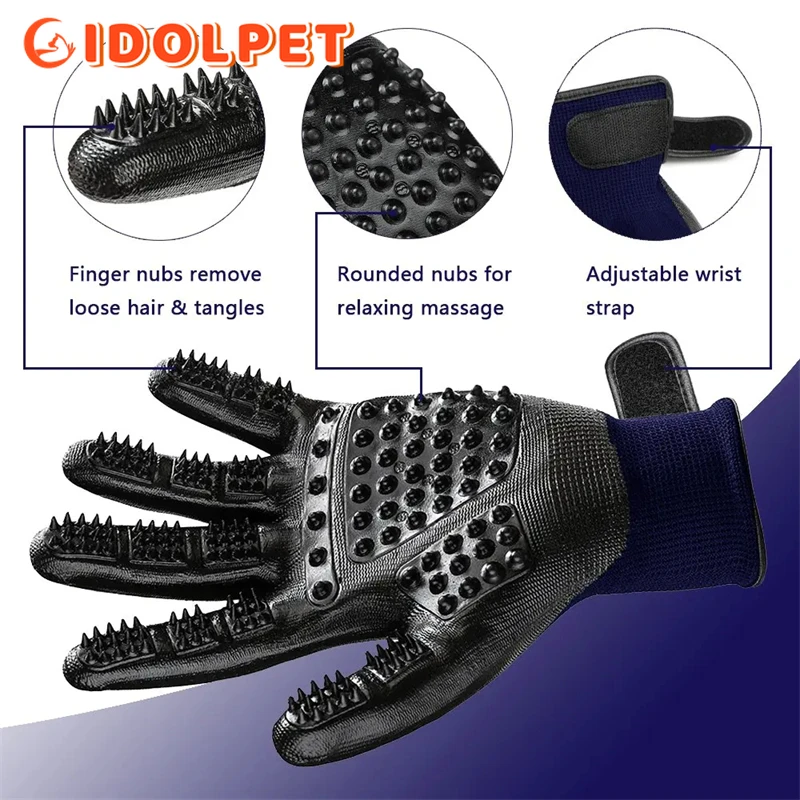 Guantes de aseo para mascotas, guantes para quitar el pelo de baño, guantes de ducha para mascotas, cepillo para quitar el pelo de perros y gatos, cepillo removedor de goma