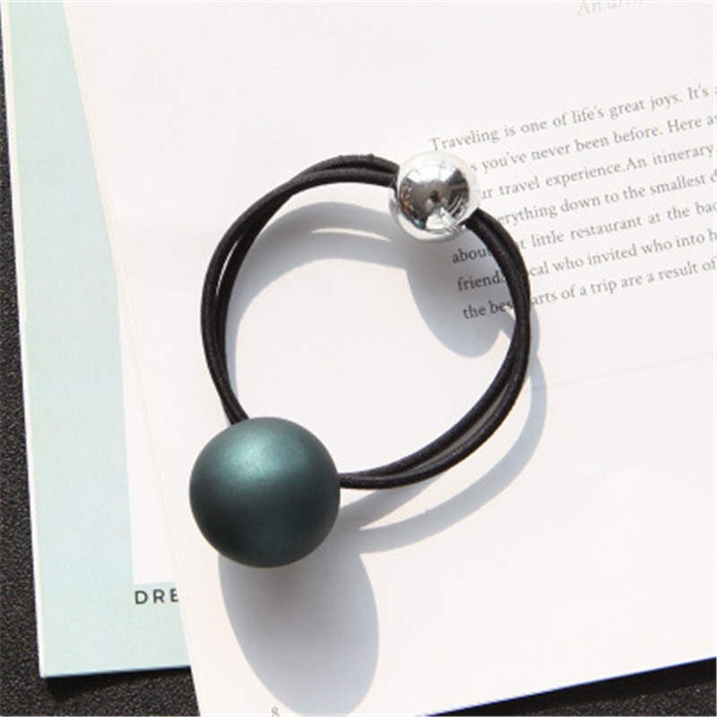 Style coréen gommage métal grosses perles cheveux corde boule bande de caoutchouc anneau de cheveux accessoires de cheveux simple cheveux braiders: green