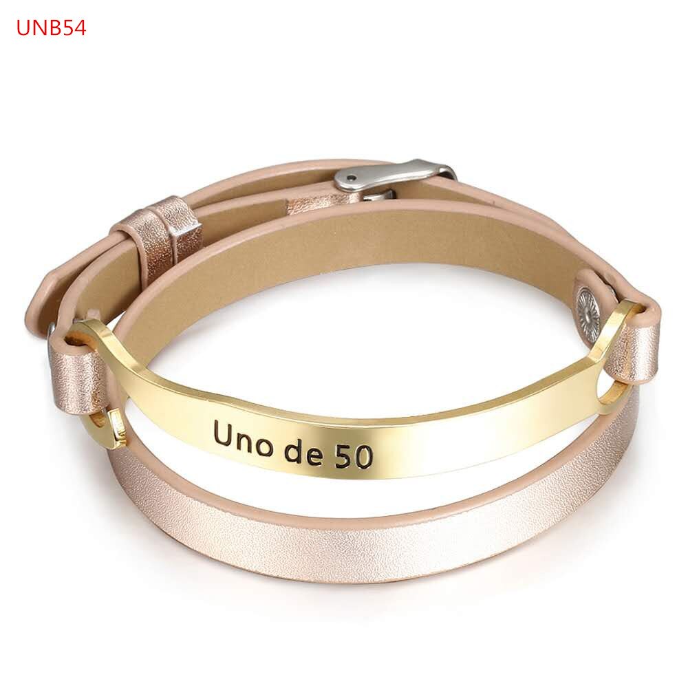 Women Men Silver Color Gold Stainless Steel Roud Ball Bead key Uno 50 Lock Weave Chain Bracelet Jewelry: 20