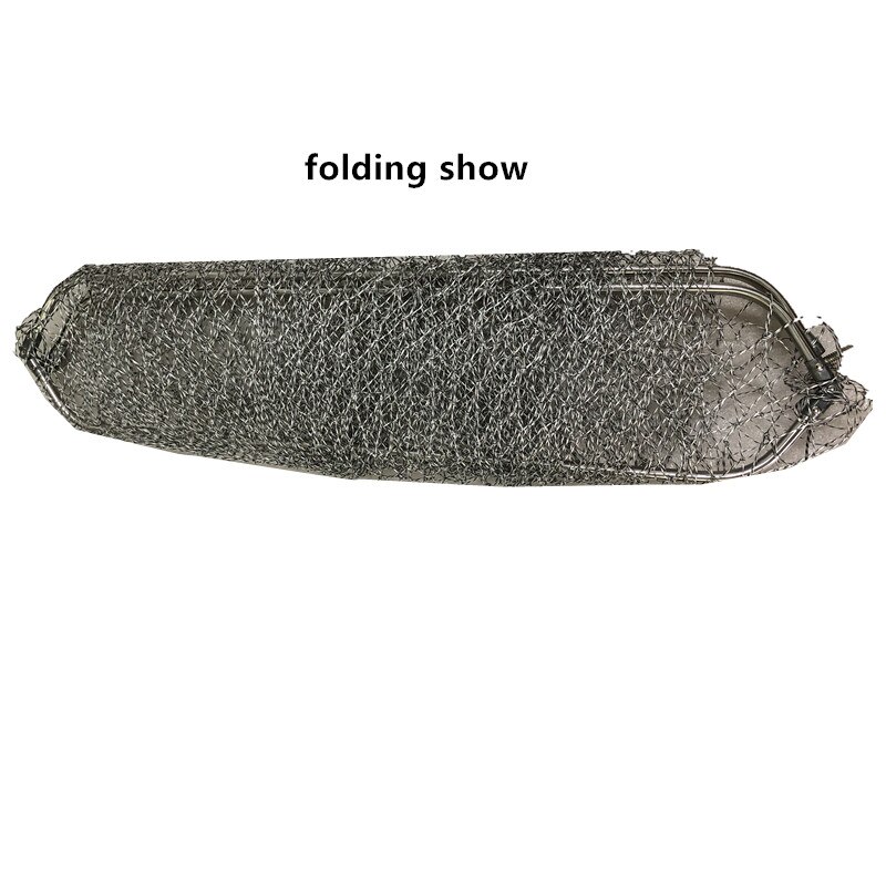 Solid Triangle Stainless Steel Dip Net of Head Diamter 50cm- 60cm Landing Net Turck Net Outdoor Accessories Folding Brail Neting