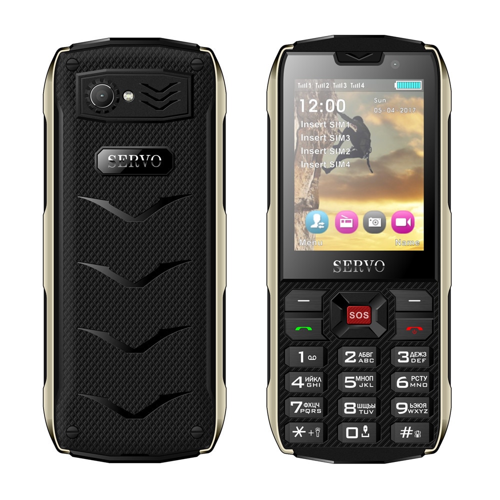 SERVO H8 Mobiele Telefoon 2.8inch 4 SIM telefoon Bluetooth Zaklamp GPRS 3000mAh Power Bank Telefoon Russische Taal toetsenbord mobiele