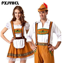 Disfraz de Oktoberfest de Alemania para hombre y mujer, ropa de fantasía de cerveza bávara, vestido de cosplay para pareja adulta, ropa de mucama de de talla grande
