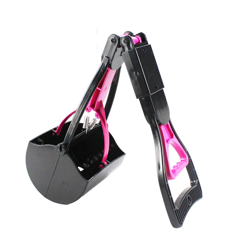 Poepschep voor huisdieren, hondenpoepschep, schep voor huisdierenpoep, opvouwbare schep met lange steel, afvalschep voor honden, schoonmaakgereedschap voor buiten: Roze vouwen